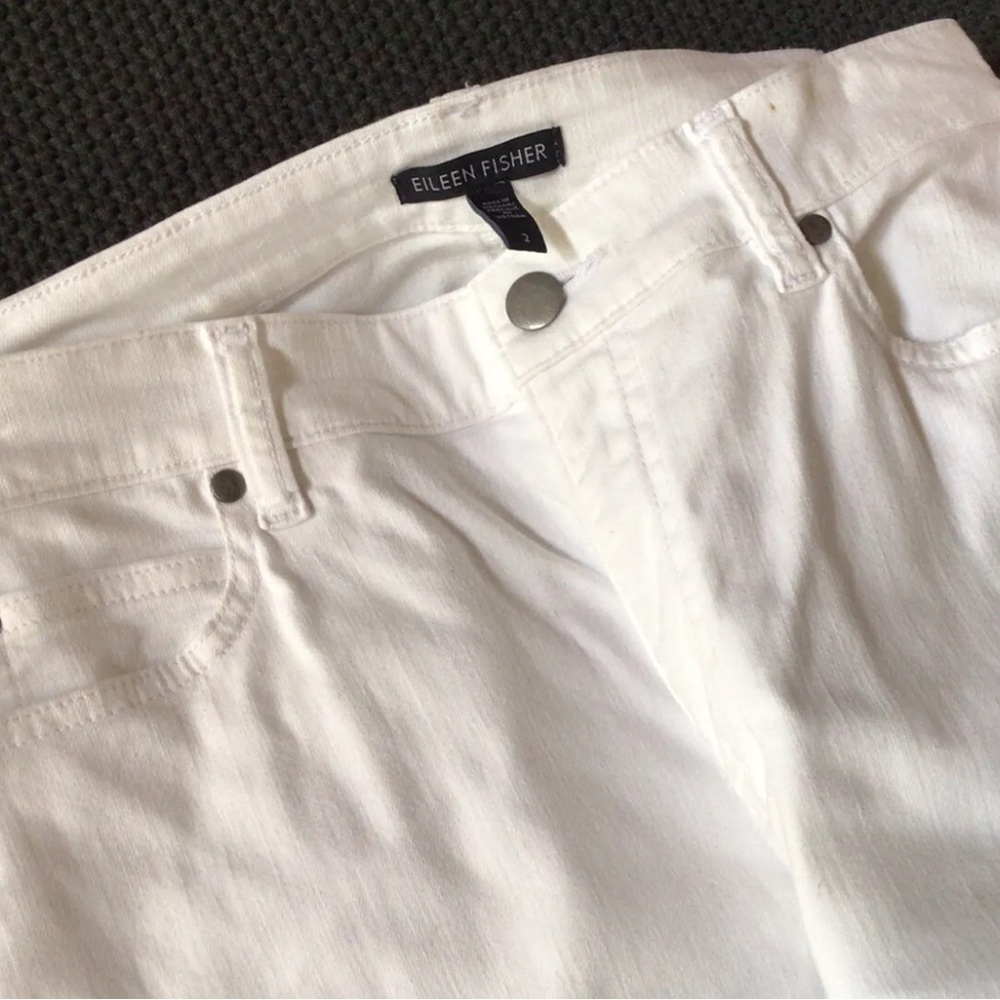 Eileen Fisher White Organic Cotton Stretch Skinny Jeans Pants, 2 - Picture 2 of 9